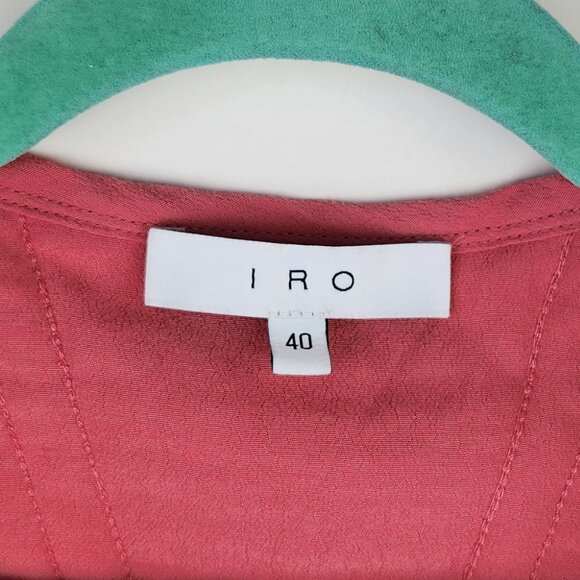 IRO Paris Brone Tie Front Ruffle Top Pink sz FR 40/ US 8 - Picture 3 of 13